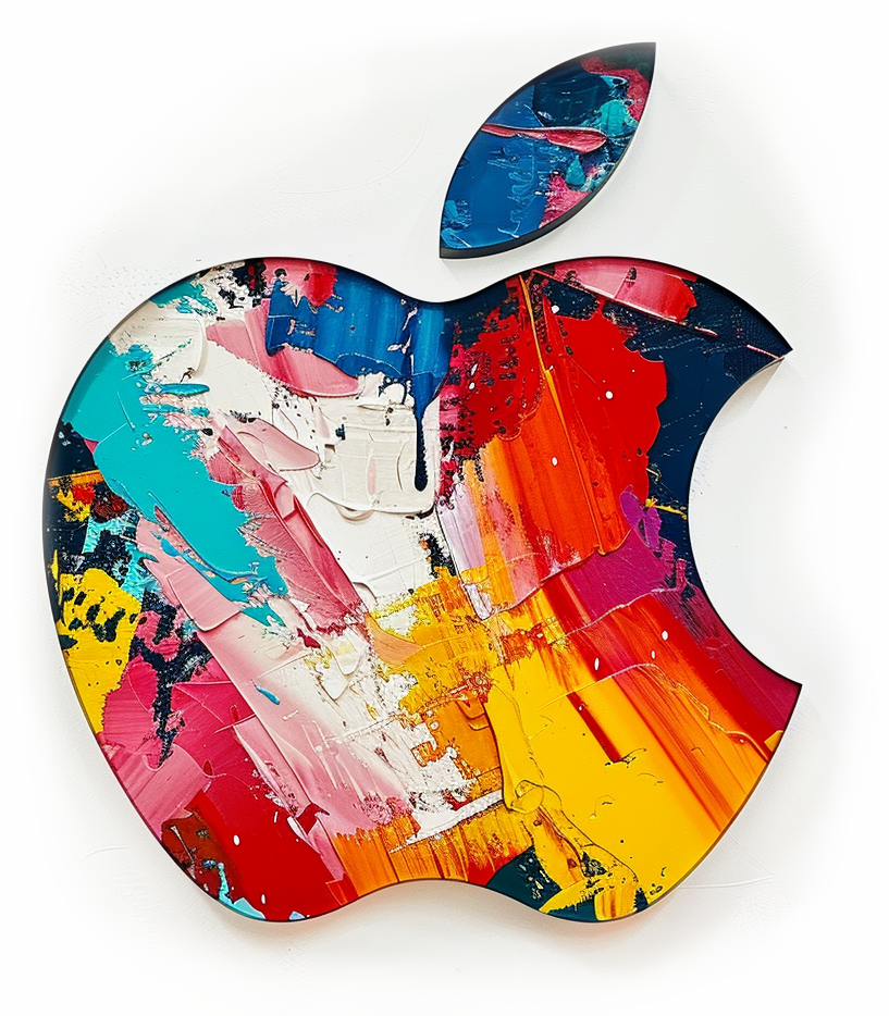 Abstract art interpretation of an apple with bite