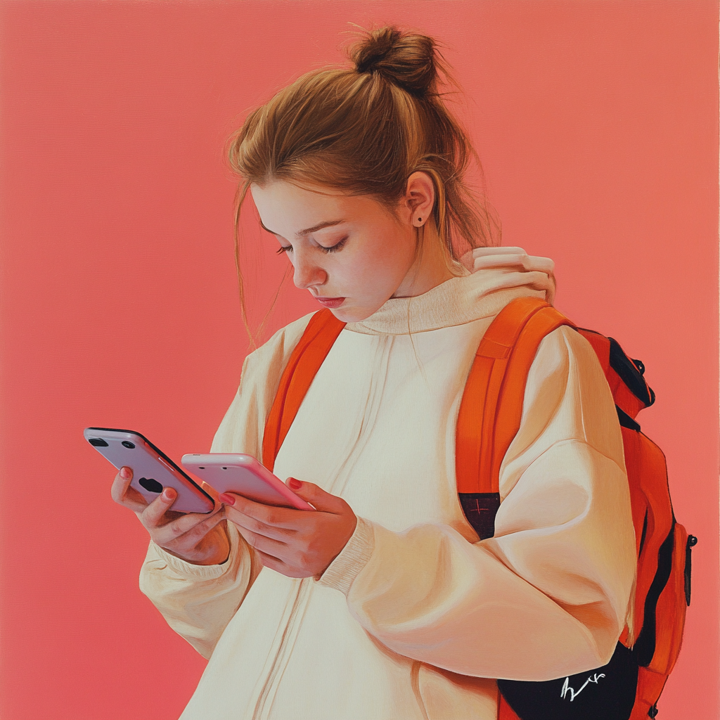 Girl from Eastern Europe choosing her next phone