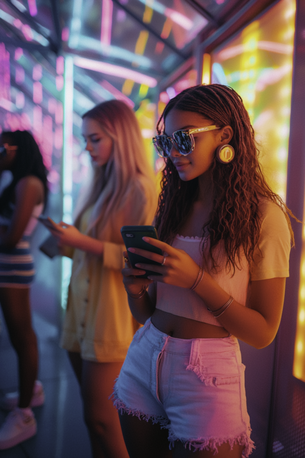 A group of girls with thier new phones after selling their S22 Ultra phones to Mazuma