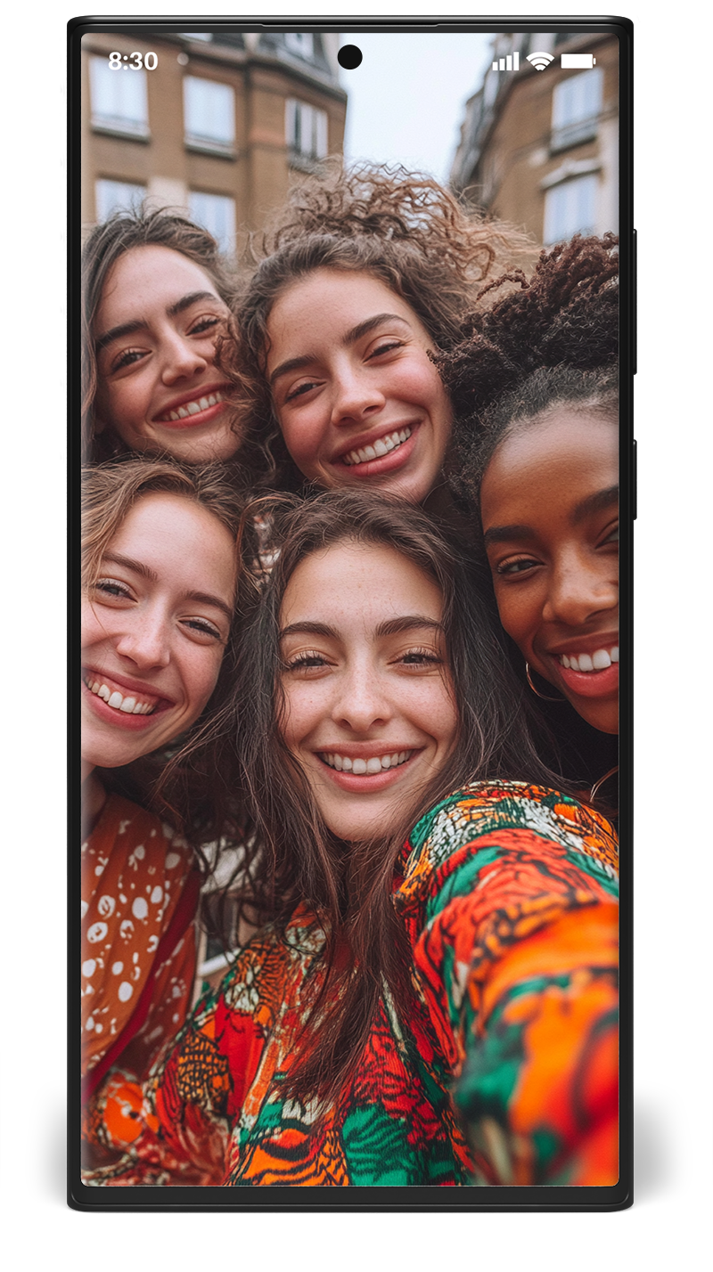 A group of girls with thier new phones after selling their S22 Ultra phones to Mazuma