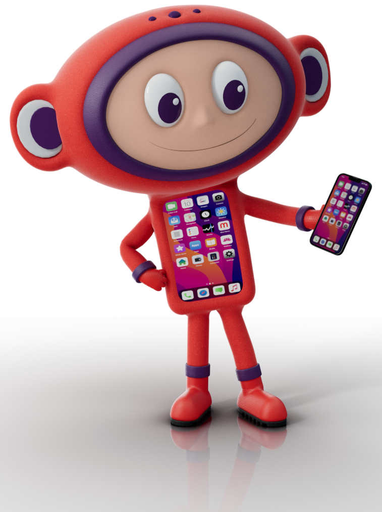 Image of Maz looking at a mobile phone