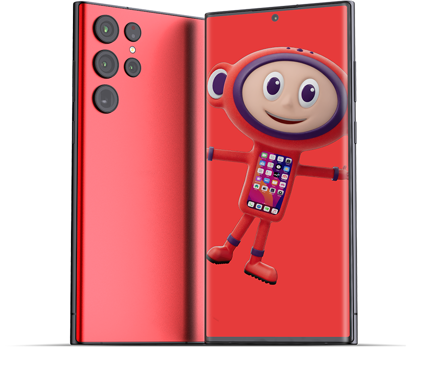 Image of Maz mascot appearing on the screen of a Samsung S23 Ultra